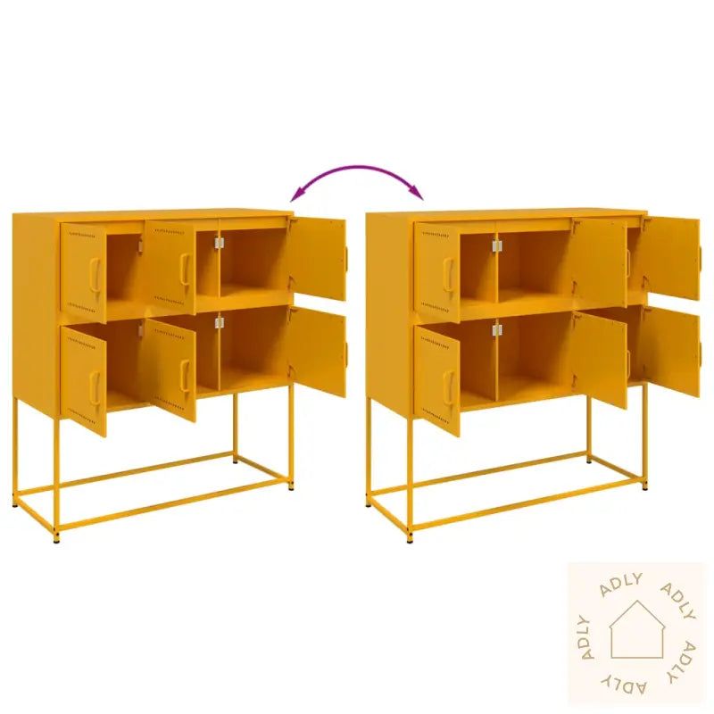 Skjenk Sennepsgul 100,5X39X107 Cm Stål