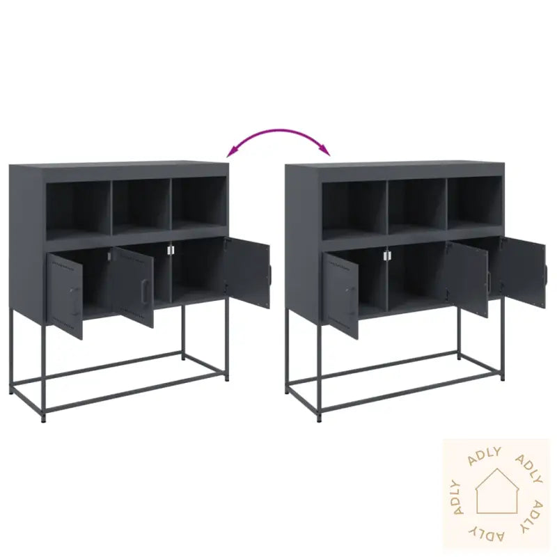 Skjenk Antrasitt 100,5X39X107 Cm Stål