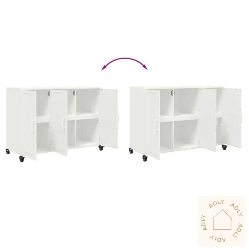 Skjenk Hvit 100,5X39X72 Cm Stål