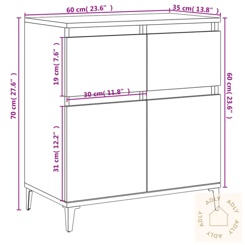 Skjenk Betonggrå 60X35X70 Cm Konstruert Tre