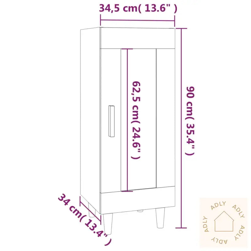 Skjenk Røkt Eik 34,5X34X90 Cm Konstruert Tre