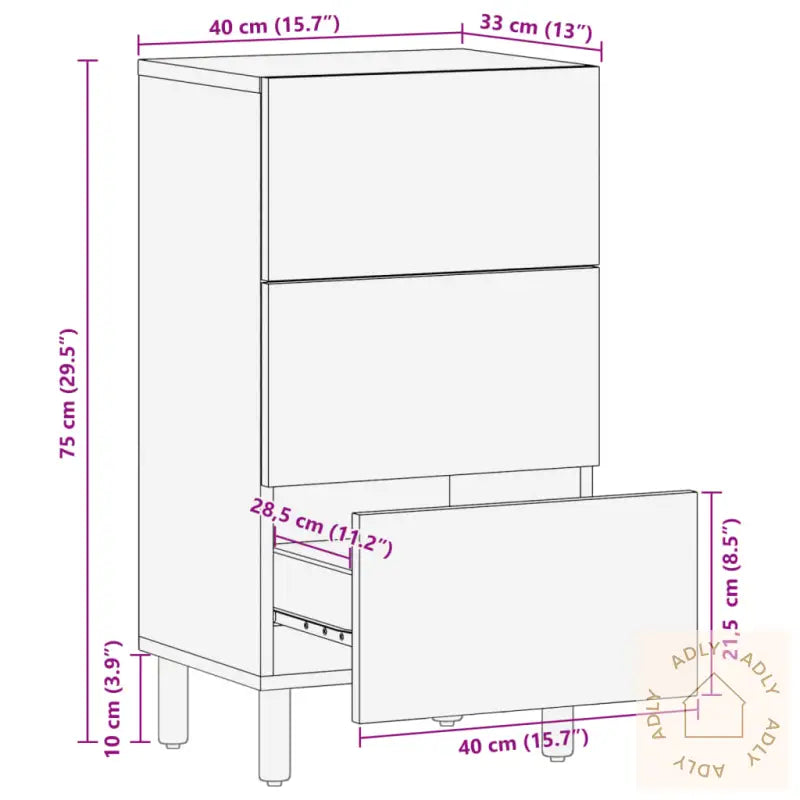 Skjenk Svart 40X33X75 Cm Konstruert Tre