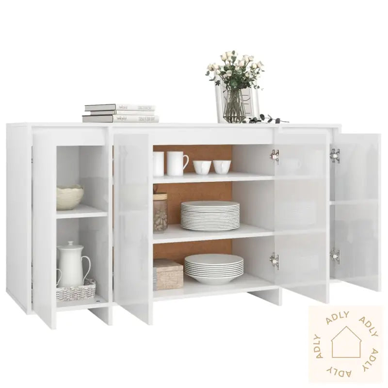 Skjenk Høyglans Hvit 135X41X75 Cm Konstruert Tre