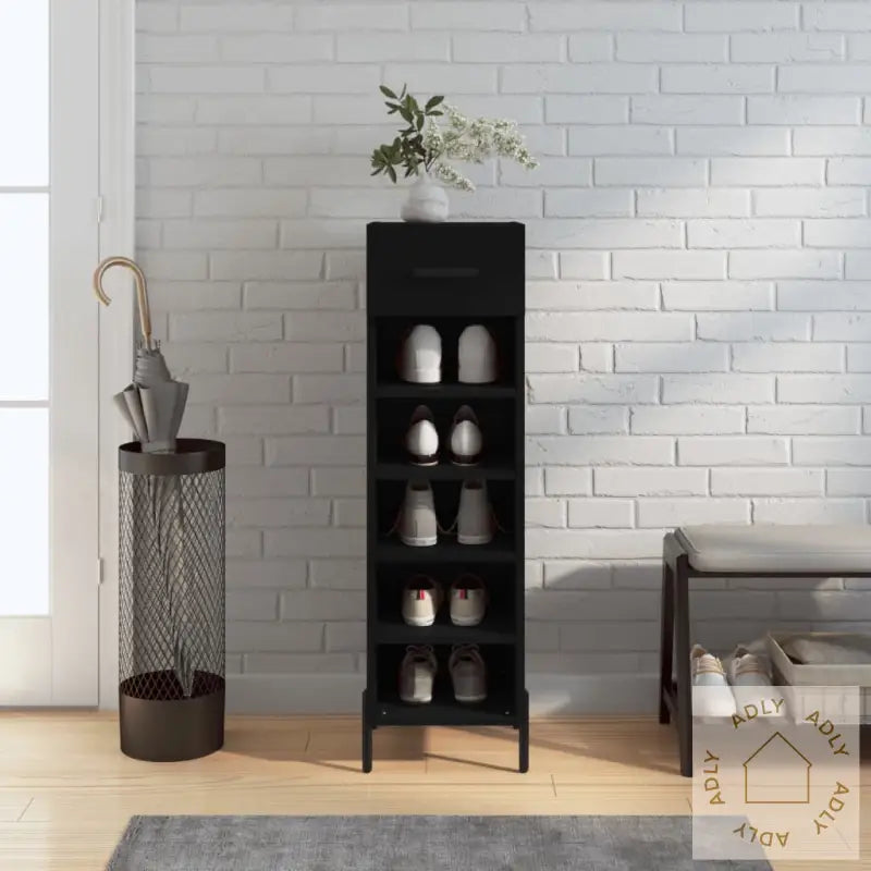 Skohylle Svart 30X35X105 Cm Konstruert Tre
