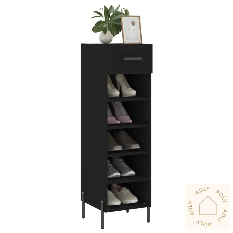 Skohylle Svart 30X35X105 Cm Konstruert Tre