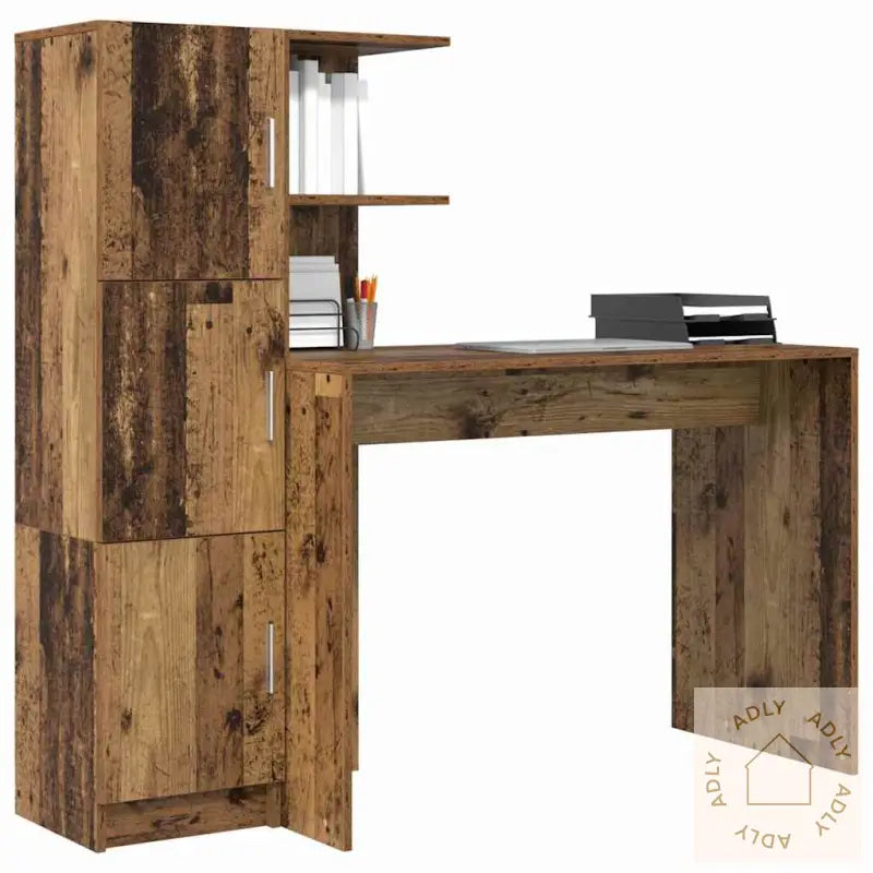 Skrivebord Med Oppbevaring Gammelt Tre Konstruert Tre