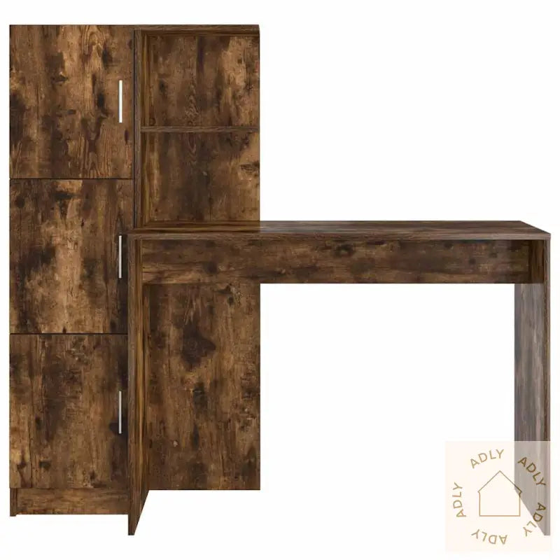 Skrivebord Med Lagring Røkt Eik Konstruert Tre