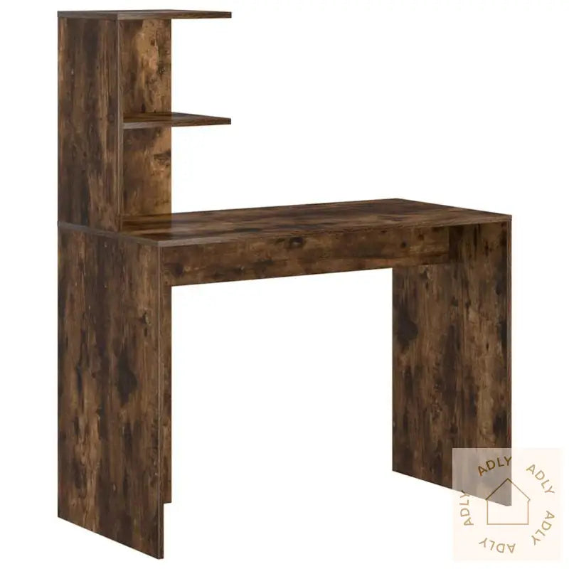 Skrivebord Med Lagring Røkt Eik Konstruert Tre