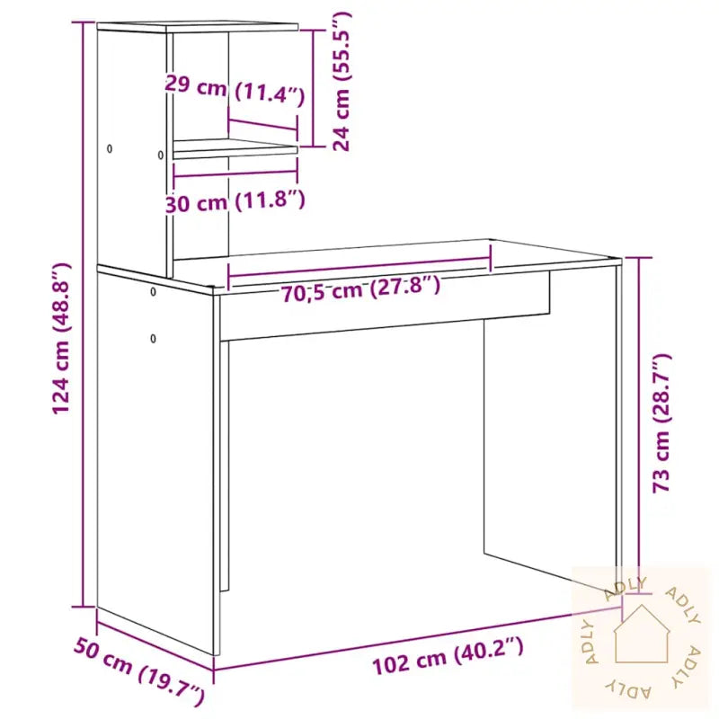 Skrivebord Med Lagring Røkt Eik Konstruert Tre