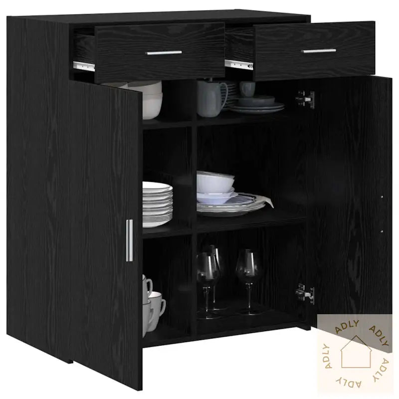 Oppbevaringsskap Sort Eik 80X42.5X93.5 Cm Konstruert Tre
