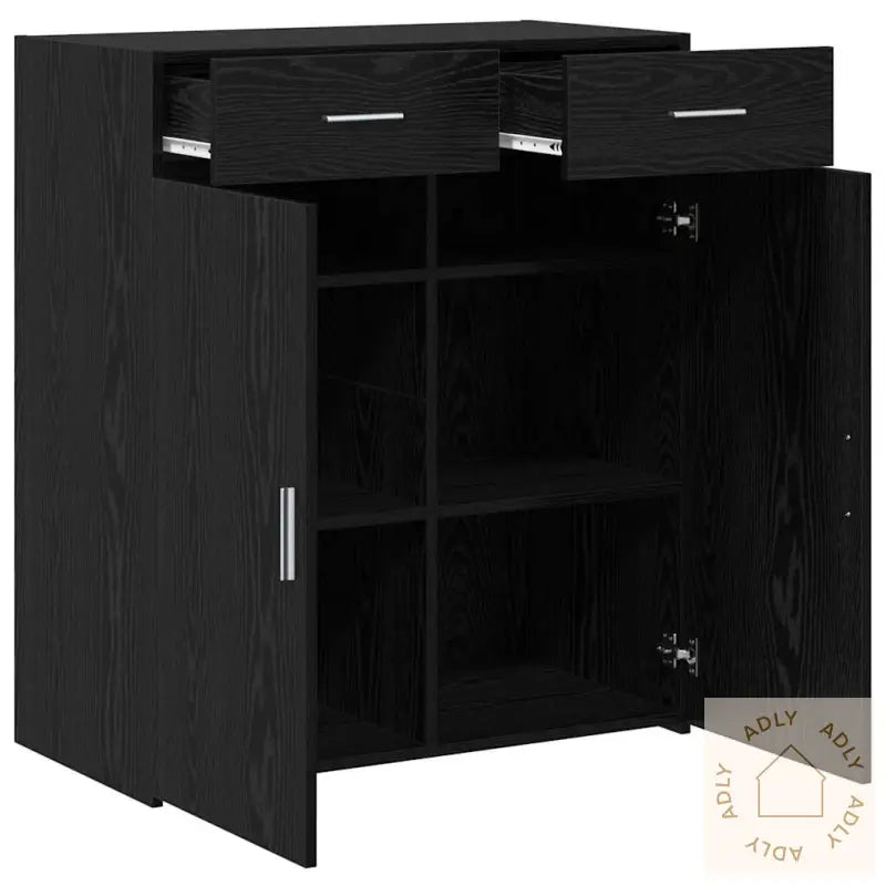 Oppbevaringsskap Sort Eik 80X42.5X93.5 Cm Konstruert Tre