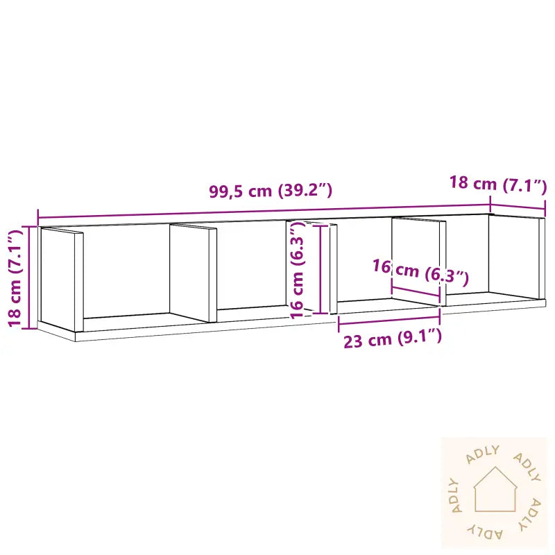 Cd Vegghylle Svart Eik 100X18X18 Cm Konstruert Tre