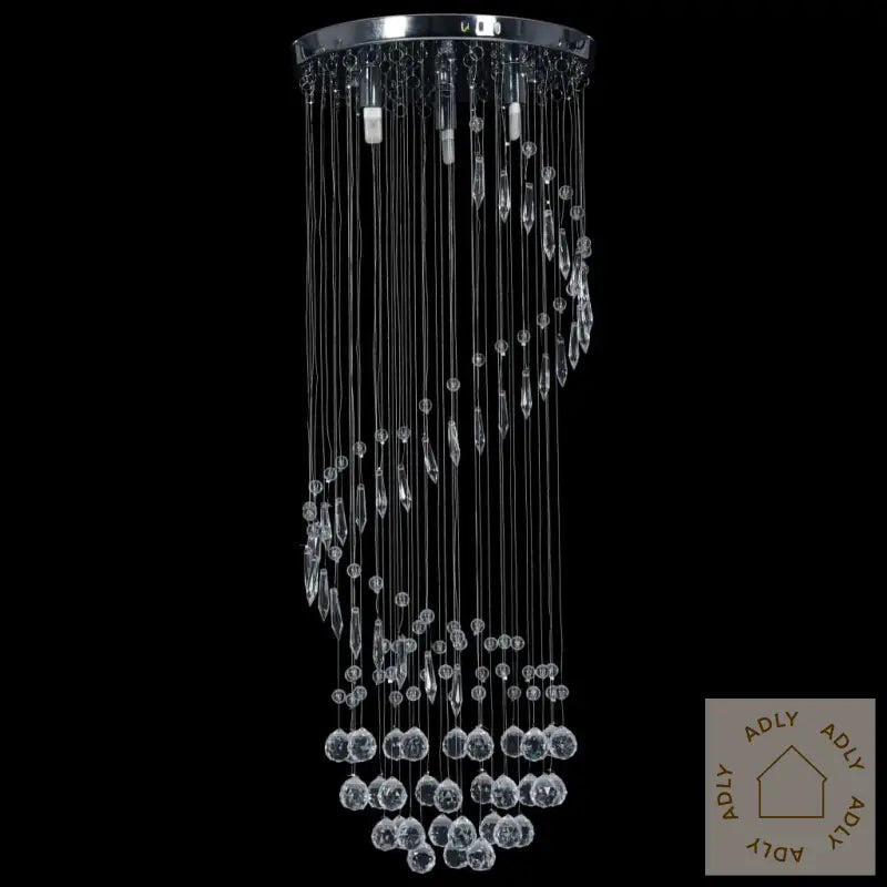 Taklampe Med Krystallperler Sølv Spiral G9
