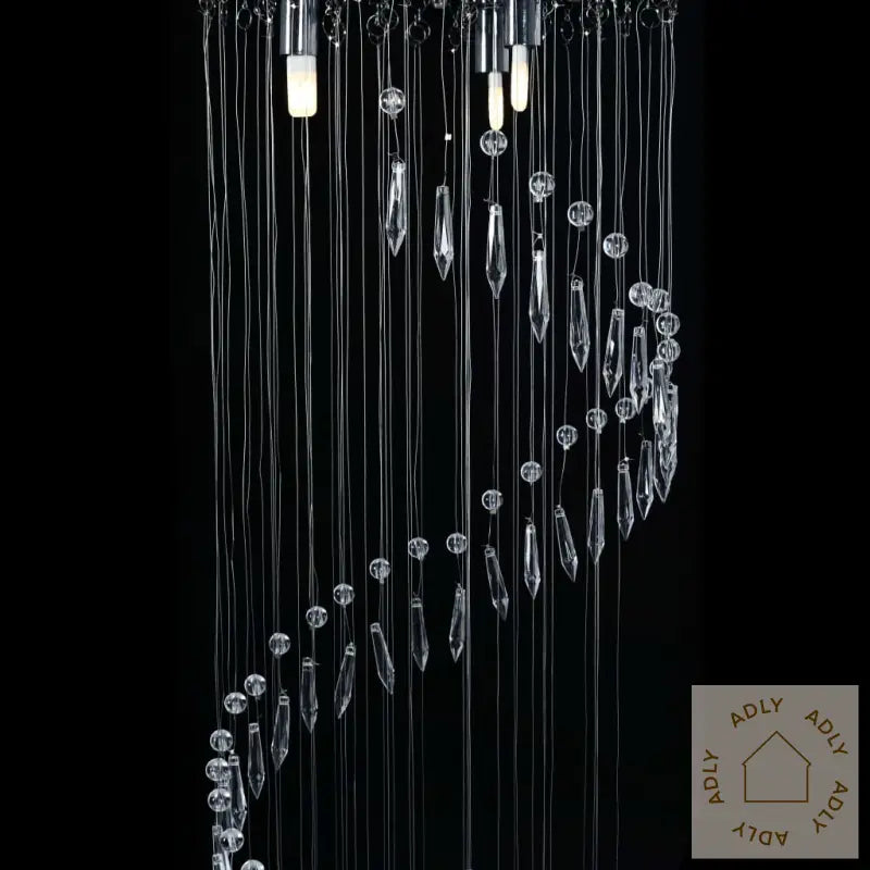 Taklampe Med Krystallperler Sølv Spiral G9