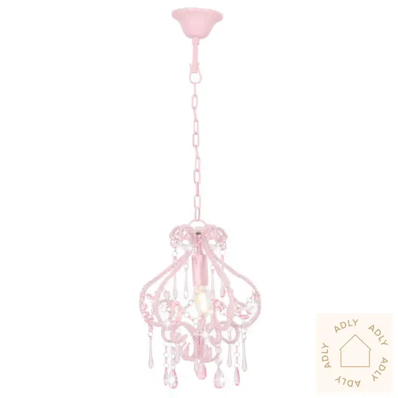 Taklampe Med Perler Rosa Rund E14