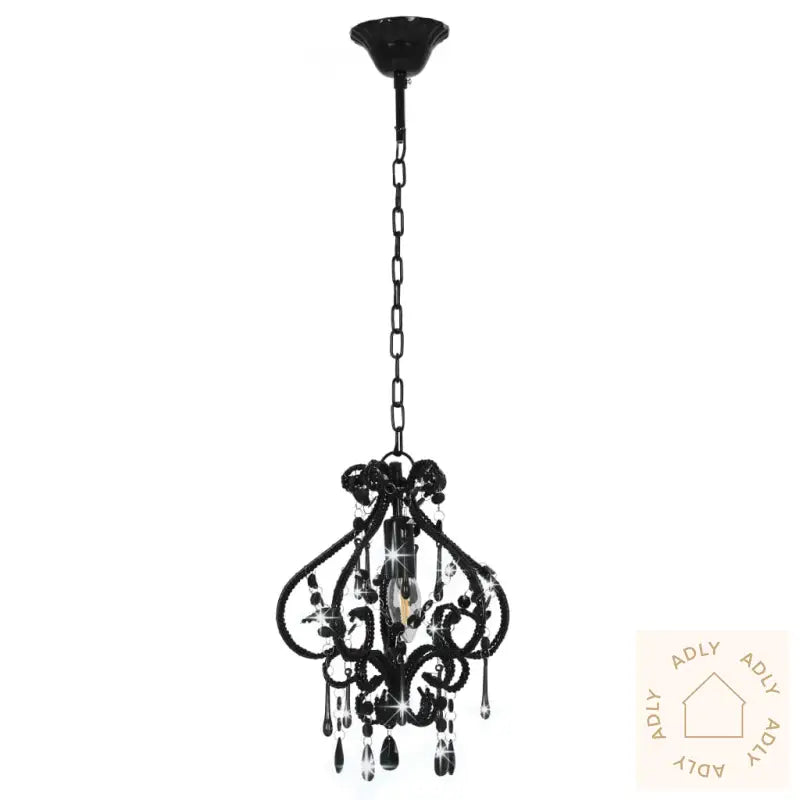 Taklampe Med Perler Svart Rund E14