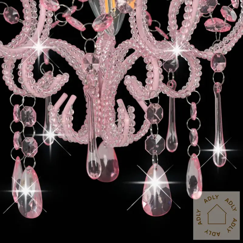 Taklampe Med Perler Rosa Rund E14