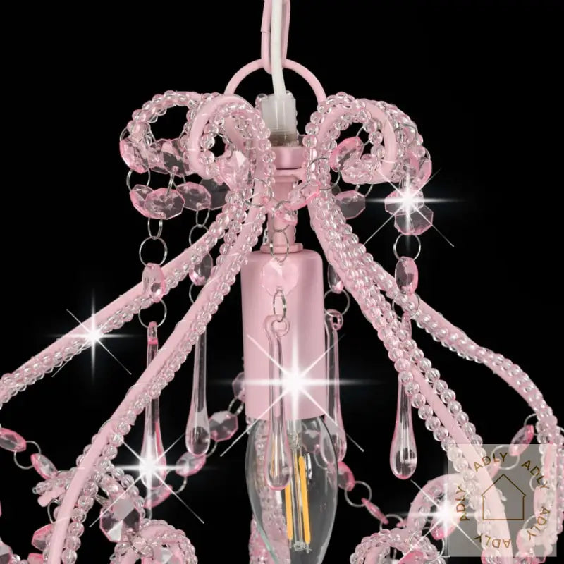 Taklampe Med Perler Rosa Rund E14