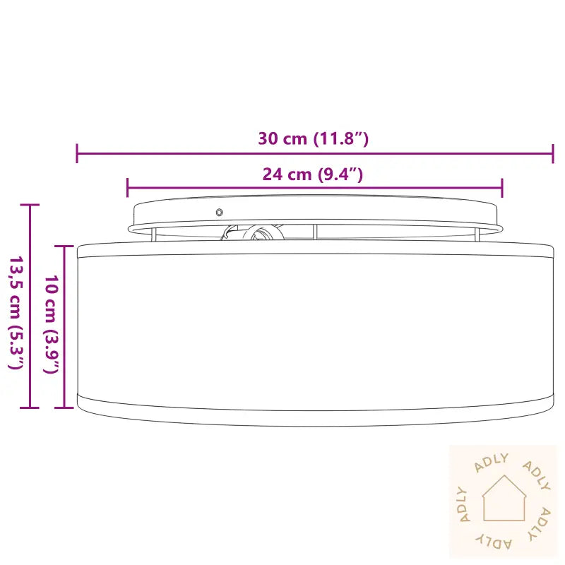 Taklampe Flush Mount Svart Ø 30 Cm Stoff E27