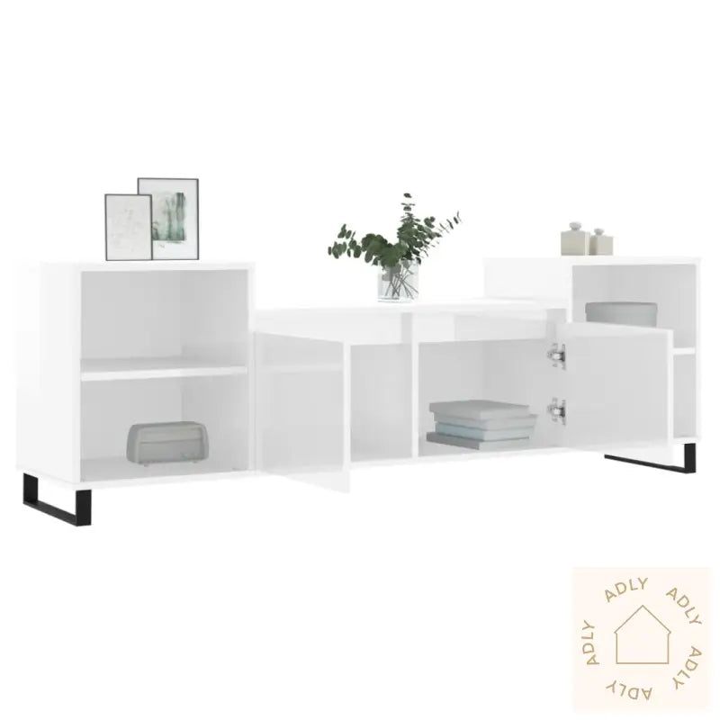 Tv-Benk Høyglans Hvit 160X35X55 Cm Konstruert Tre