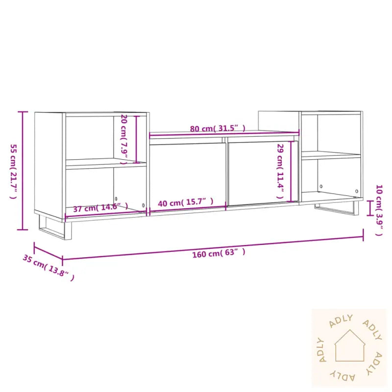 Tv-Benk Høyglans Hvit 160X35X55 Cm Konstruert Tre