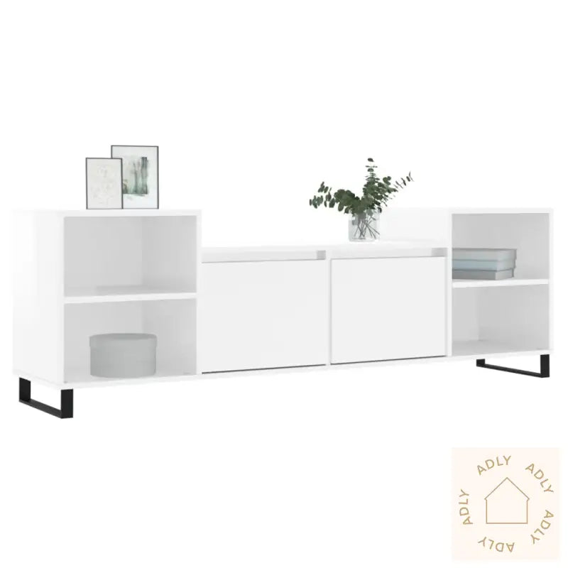 Tv-Benk Høyglans Hvit 160X35X55 Cm Konstruert Tre