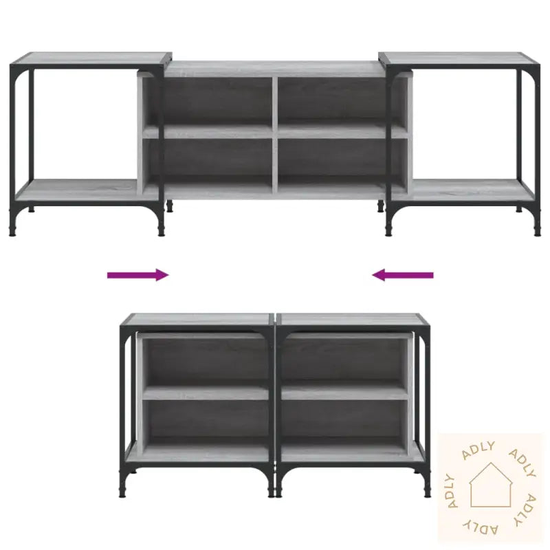 Tv-Benk Grå Sonoma 153X37X50 Cm Konstruert Tre