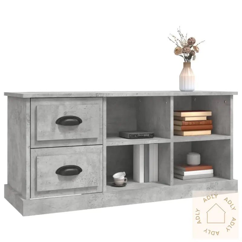 Tv-Benk Betonggrå 102X35,5X47,5 Cm Konstruert Tre