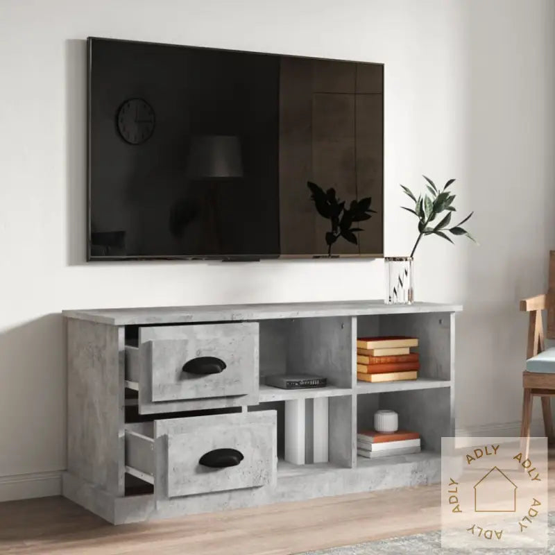 Tv-Benk Betonggrå 102X35,5X47,5 Cm Konstruert Tre