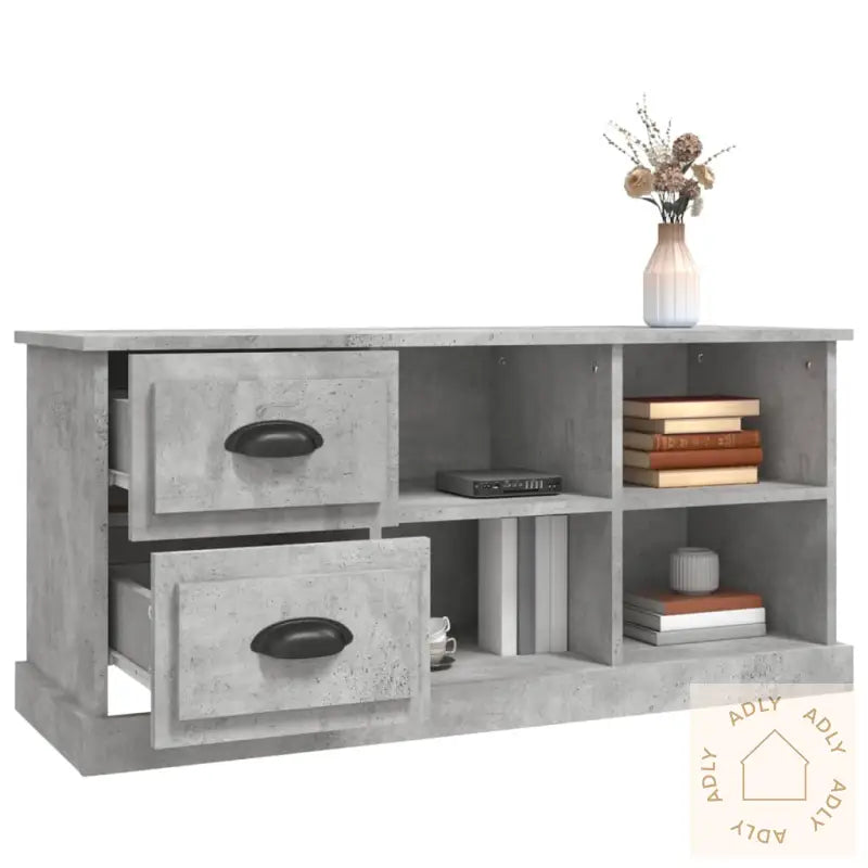 Tv-Benk Betonggrå 102X35,5X47,5 Cm Konstruert Tre