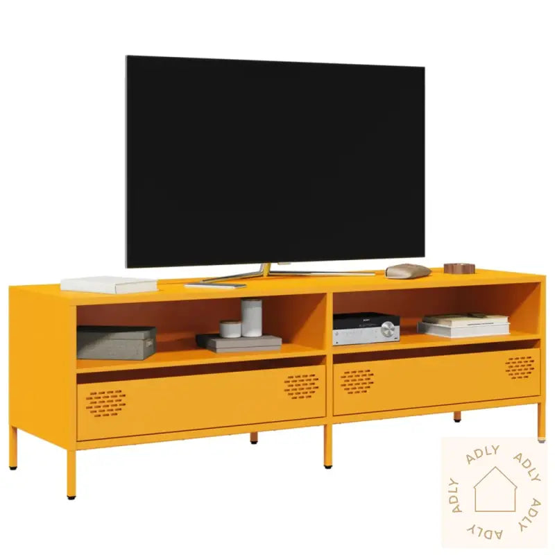 Tv-Benk Sennepsgul 135X39X43,5 Cm Kaldvalset Stål