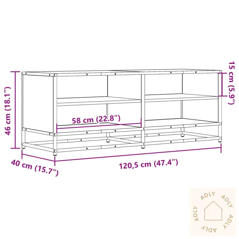 Tv-Benk Svart 120,5X40X46 Cm Konstruert Tre Og Metall