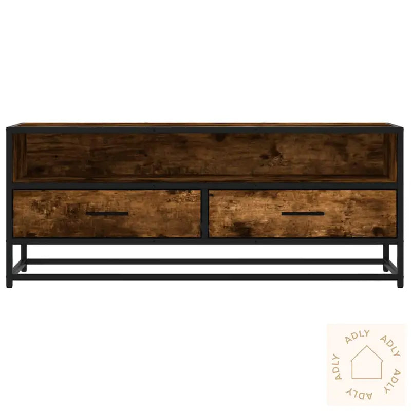 Tv-Benk Røkt Eik 100X34,5X40 Cm Konstruert Tre Og Metall