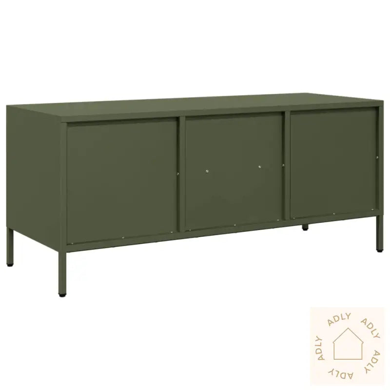 Tv-Benk Olivengrønn 101,5X39X43,5 Cm Kaldvalset Stål