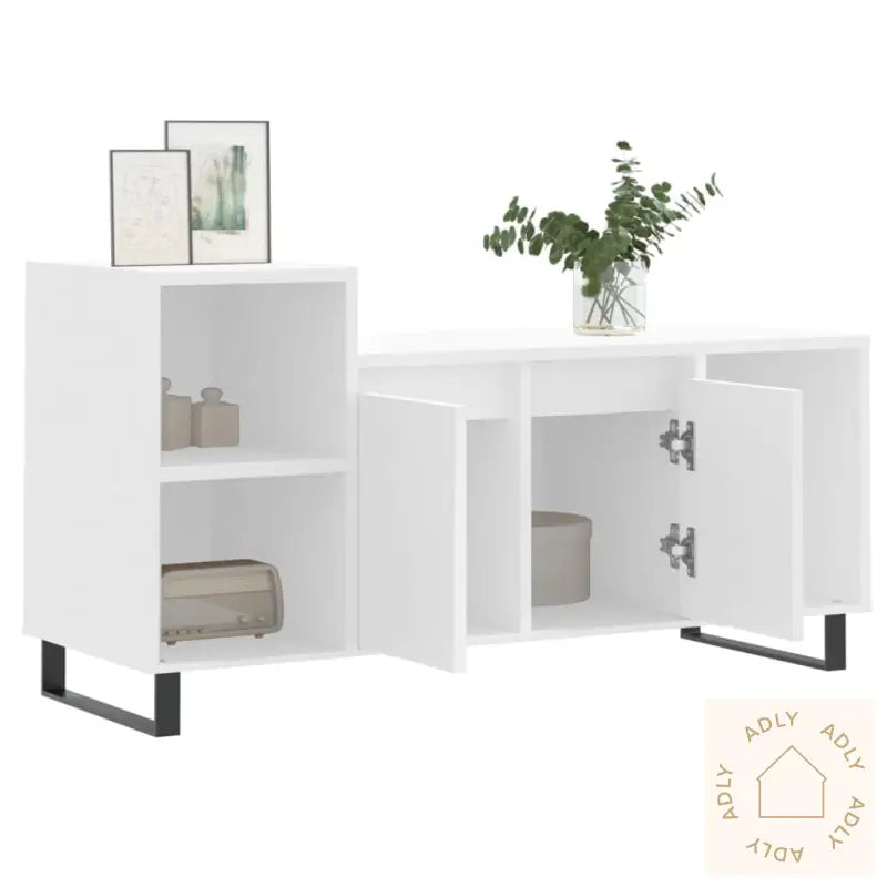 Tv-Benk Hvit 100X35X55 Cm Konstruert Tre