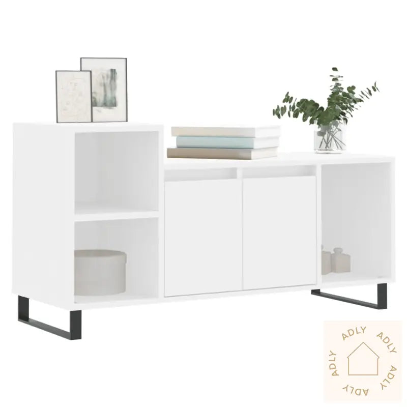 Tv-Benk Hvit 100X35X55 Cm Konstruert Tre