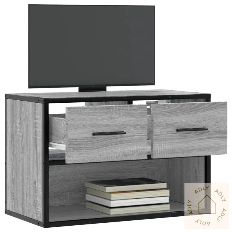 Tv-Benk Grå Sonoma 60X31X39,5 Cm Konstruert Tre Og Metall