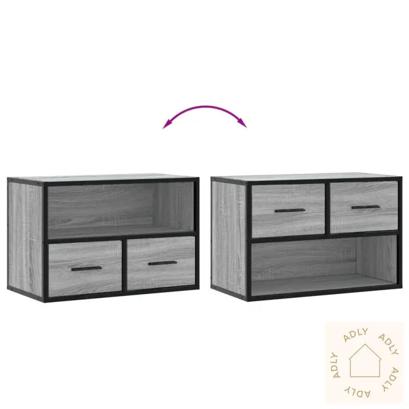 Tv-Benk Grå Sonoma 60X31X39,5 Cm Konstruert Tre Og Metall