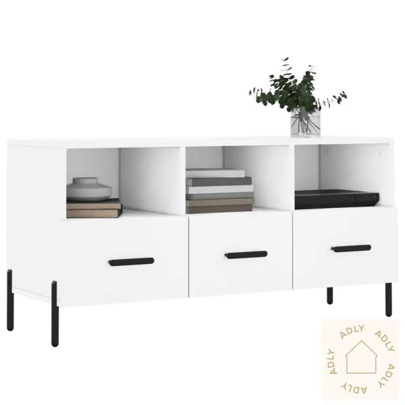 Tv-Benk Hvit 102X36X50 Cm Konstruert Tre