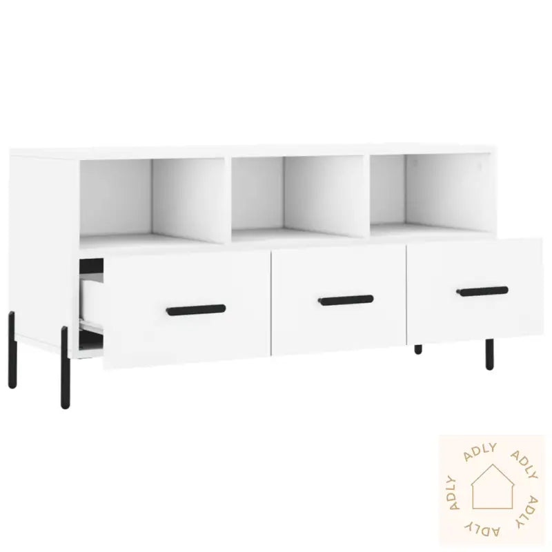 Tv-Benk Hvit 102X36X50 Cm Konstruert Tre