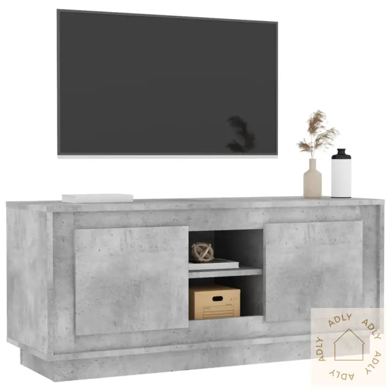 Tv-Benk Betonggrå 102X35X45 Cm Konstruert Tre