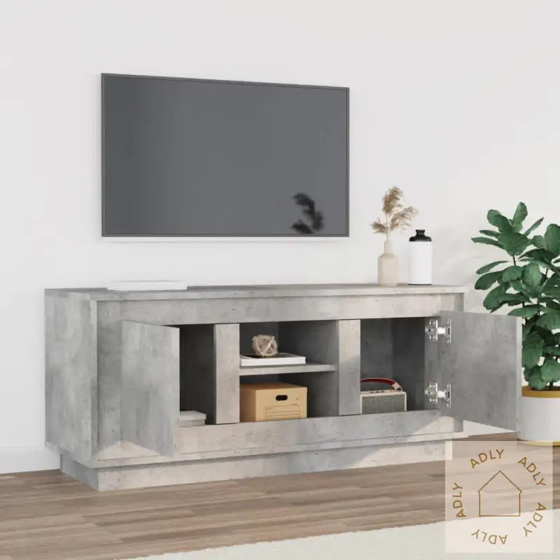 Tv-Benk Betonggrå 102X35X45 Cm Konstruert Tre