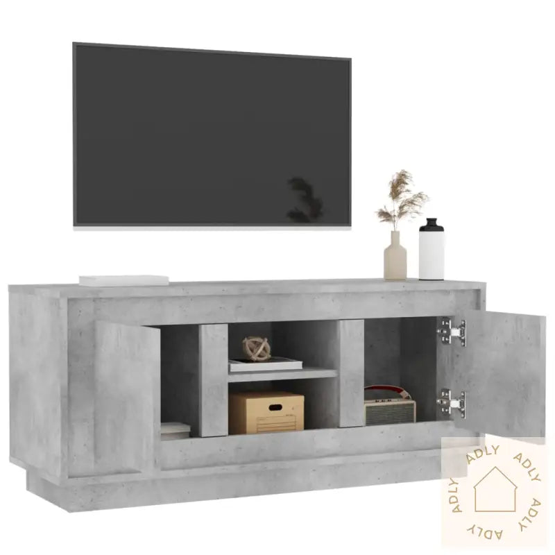 Tv-Benk Betonggrå 102X35X45 Cm Konstruert Tre