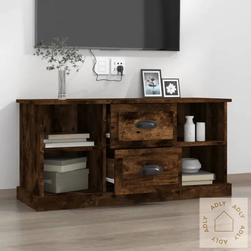 Tv-Benk Røkt Eik 99,5X35,5X48 Cm Konstruert Tre