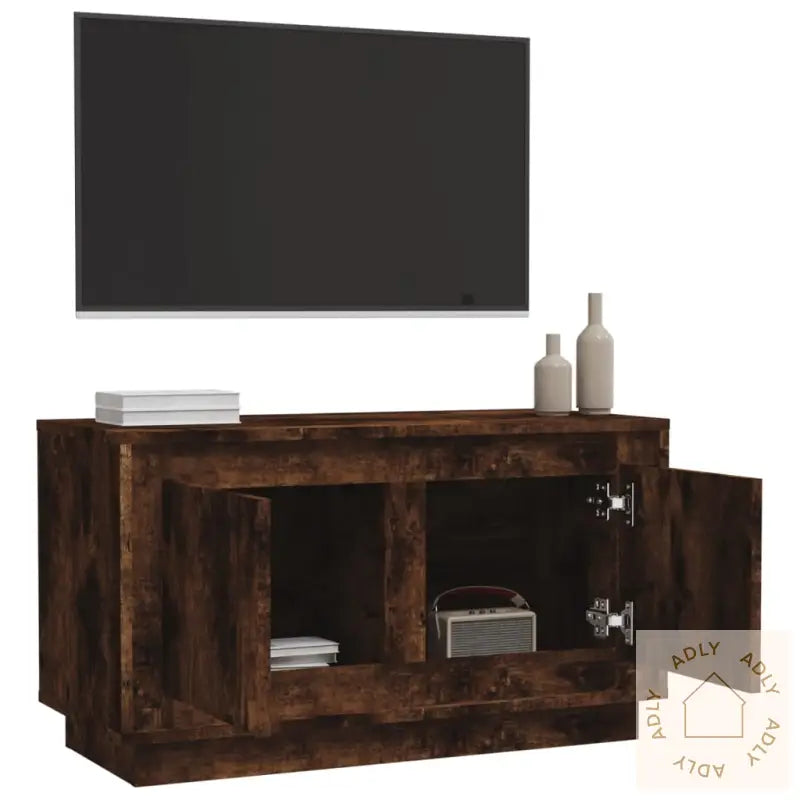 Tv-Benk Røkt Eik 80X35X45 Cm Konstruert Tre