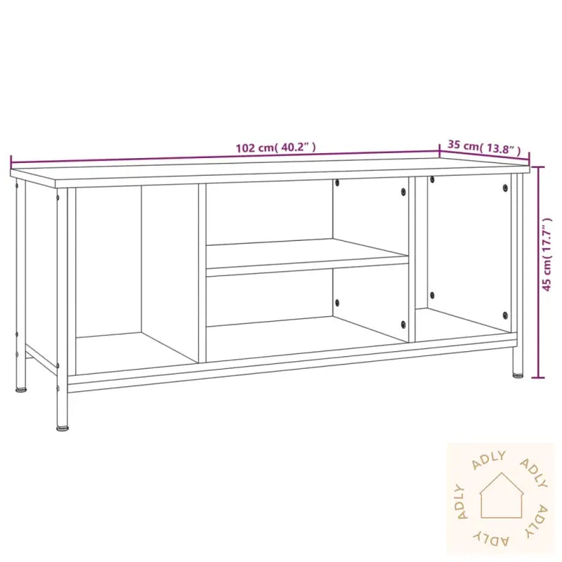 Tv-Benk Grå Sonoma 102X35X45 Cm Konstruert Tre