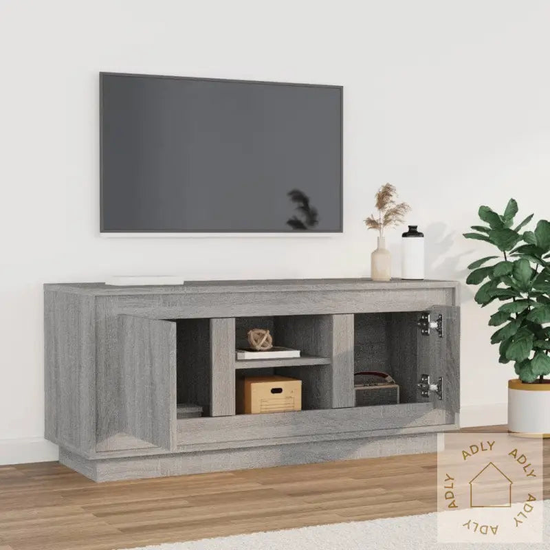 Tv-Benk Grå Sonoma 102X35X45 Cm Konstruert Tre