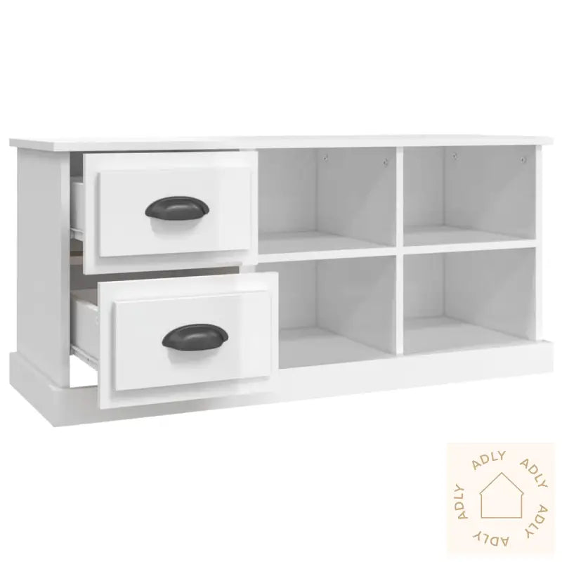 Tv-Benk Høyglans Hvit 102X35,5X47,5 Cm Konstruert Tre