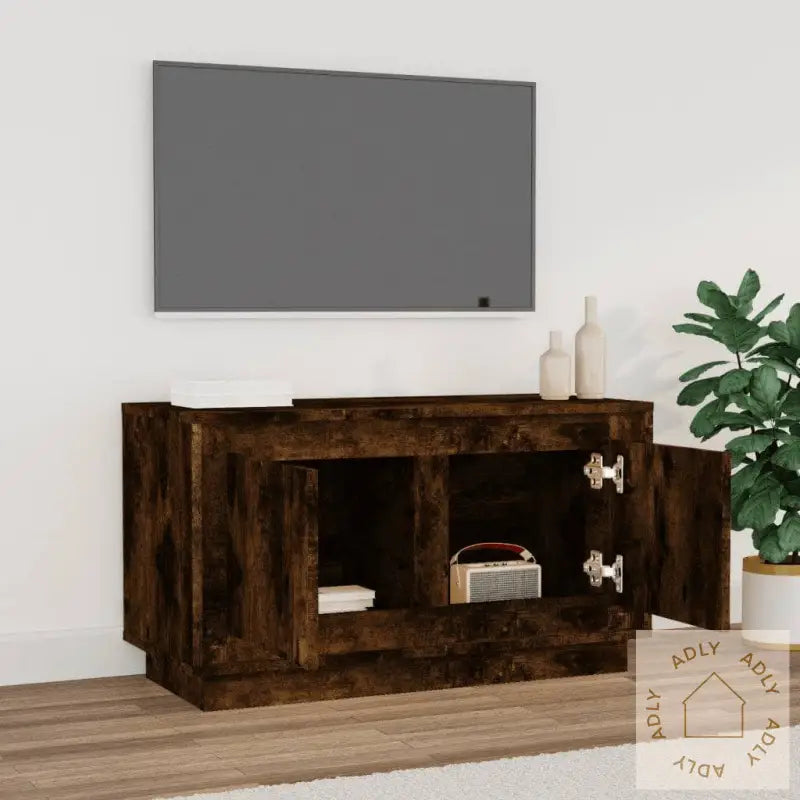 Tv-Benk Røkt Eik 80X35X45 Cm Konstruert Tre