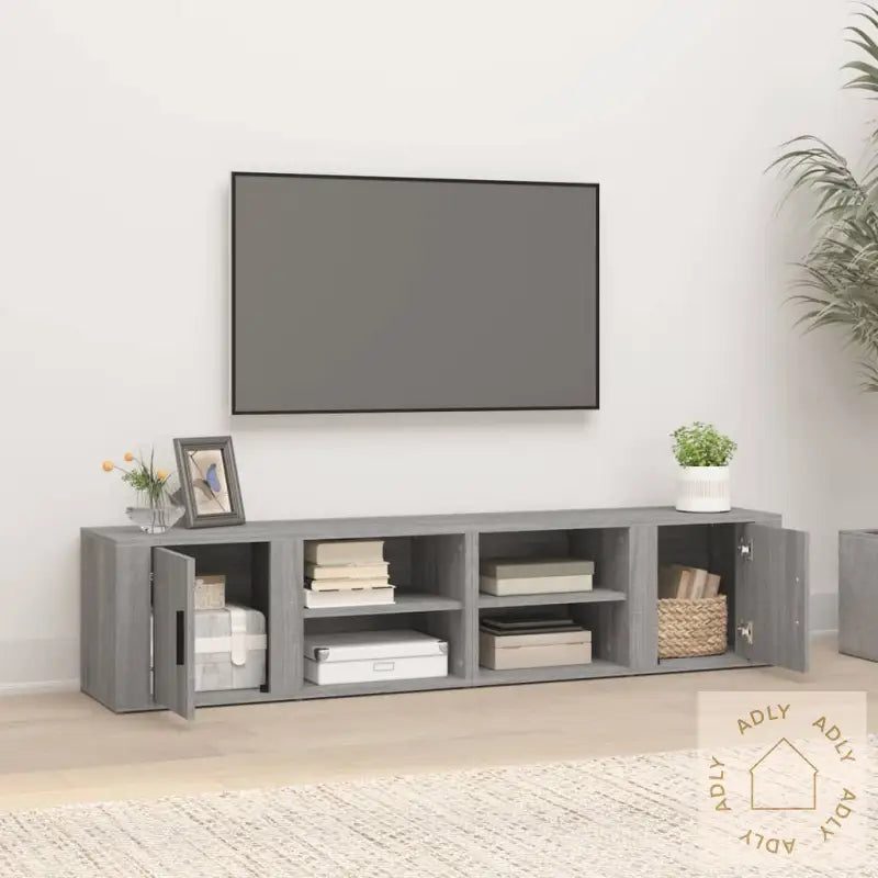 Tv-Benker 2 Stk Grå Sonoma 80X31,5X36 Cm Konstruert Tre